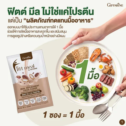 ฟิตต์ มีล บาย กิฟฟารีน ผลิตภัณฑ์ทดแทนมื้ออาหาร (อาหารควบคุมหรือลดน้ำหนัก) กล่องรวม 6 รสชาติ รูปที่ 5